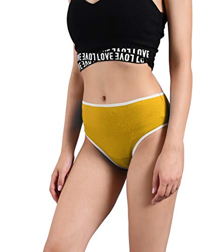 Image of KOTTY Yellow Cotton Lycra Printed Low Rise Women Panty