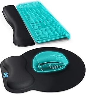 Everlasting Comfort Mouse Pad with Wrist Support - Includes Keyboard Wrist Rest - Ergonomic Memory Foam Desk Cushion for Carpal Tunnel - Computer, Laptop, Typing and Gaming Accessories