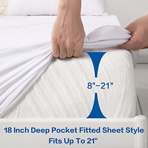 Premium 100% Waterproof Full Size Mattress Protector, Cooling 4D Air Fabric Breathable Mattress Pad Cover, Fit 8-21"Extra Deep Pocket Mattress Topper Cover, Noiseless Vinyl Free(Beehive,Full 54"x75")