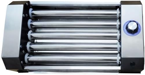 Black Hot Dog Roller Machine, Stainless Steel Sausage Grill Cooker with 4 Heat Rollers, 0-250℃ Temperature Control, Easy to Clean, Ideal for Home Kitchen Breakfast