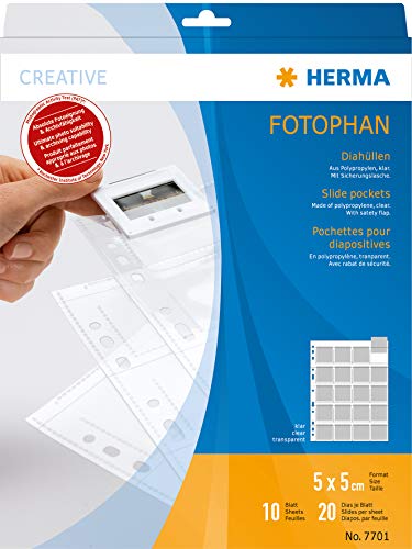 Herma 7701 - Funda para archivar diapositivas (10 hojas), transparente