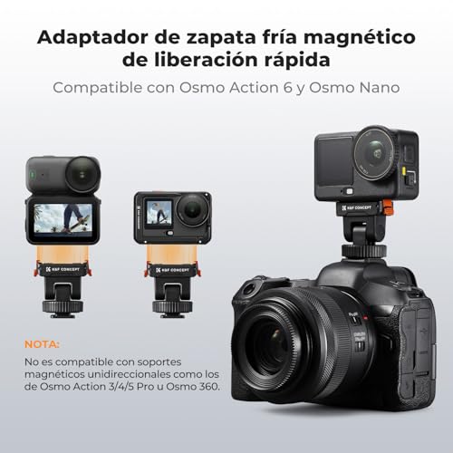 K&F CONCEPT Soporte de plástico para zapata fría compatible con DJI Osmo Nano/Osmo Action 6, soporte magnético rápido para cámaras de acción, adaptador de trípode, conexión de cámara de zapata - imagen 2