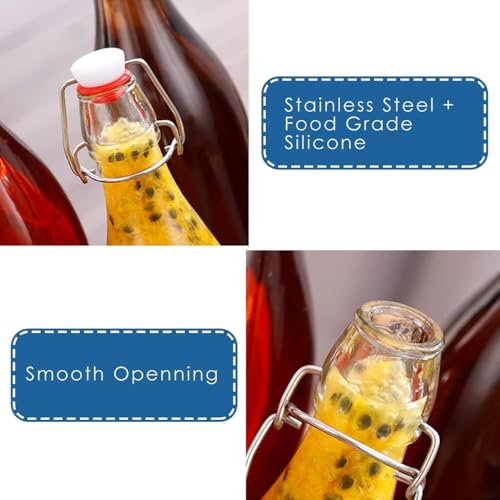 Image of Glassbunny 500ml Borosilicate Glass Water Bottles with Airtight Cap, Clear, Swing Top Flip Top Bottles for Fridge, Leak Proof, Reusable, BPA Free, Pack of 4