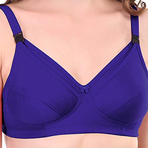 Image of Women Maternity Non Padded Bra - Made of Pure Cotton Full Coverage Non Wired Seamless Pushup Soft Cup for T-Shirt Saree Dress Sports Garment for Daily Use Everyday