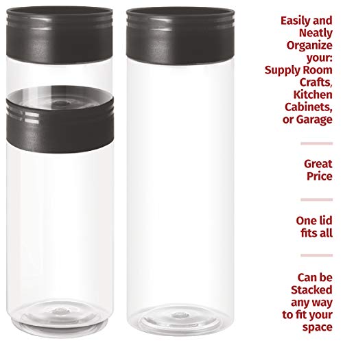 Plastic Jars With Lids – Set Of 3 Clear Plastic Containers– Space Saving Stackable Plastic Canisters With Lids – 16, 34 And 50 Oz Wide Mouth Plastic Jars For Food Storage, Spaghetti, Crafts Bpa Free #TOP2