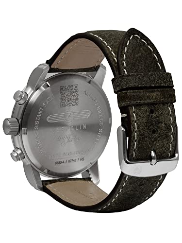 Zeppelin Leather Men Watch 100 Years Chronograph Alarm Light Sheet 8680, Green, Einheitsgröße, Strap. - Image 2