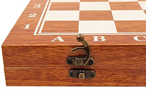Image of FunZone 15X15 inch Folding Board, Handmade Portable Travel Chess Board Game Sets with Game Pieces Storage Slots - Beginner Chess Set for Kids and Adults (15 X 15) AZ01