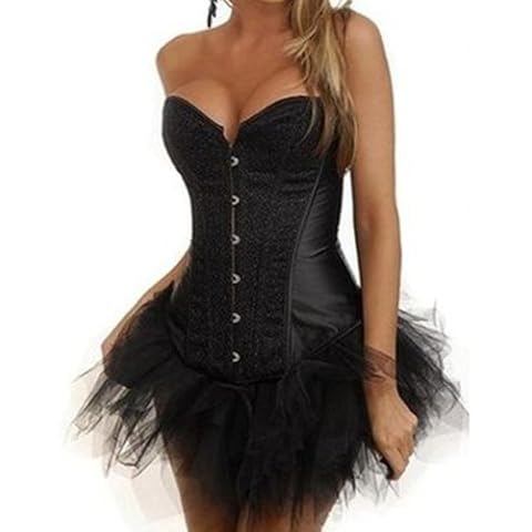 JL Corset Sequin Shinning Corset Bustier with Mini Tutu Skirt (UK(8-10) M, Black) Cover