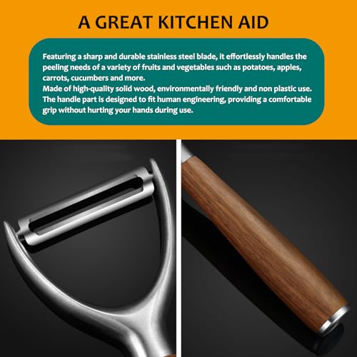 Generic LXH-PPX01 Y Peeler For Kitchen, Stainless Steel Carrot Potato Peeler For Vegetables Fruits Wood Handle thumb #2