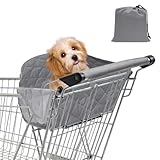 Pet Shopping Cart Cover, Portable Quilting Grocery Cart Cover with Storage Bag for Pets, Secured with Hook and Loop, Machine Washable for Pet Dog Cat, Easy-on Stretch(Gray)