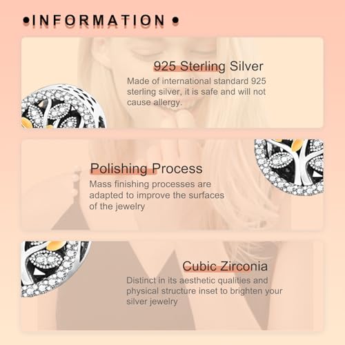 Image of S925 Sterling Silver Gold Plated Romantic Charms, Gifts for Mom Girlfriend Family on Valentine's Day Birthday Christmas Anniversary, Bracelet Necklace Bead Charm