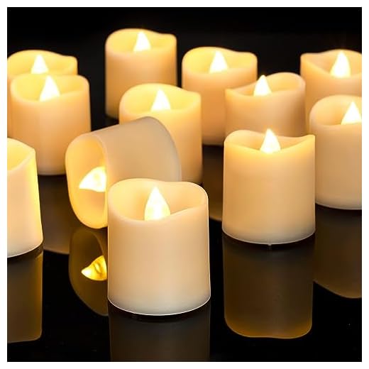 Homemory 24Pack Flameless Votive Candles, 200+Hour Long Lasting Electric Fake Candles, Battery Operated Tealights in Warm White for Christmas, Wedding Decor (Ivory Base, Batteries Included)
