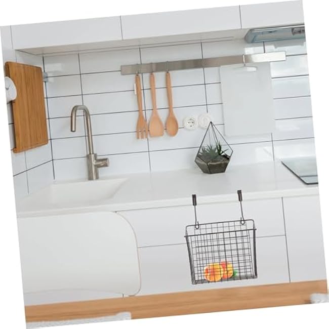 IMIKEYA 1pc Cabinet Door Hanging Basket Rack Racks Kitchen Basket Storage Holder Black Hanging Can Organize Holder Storage Container Snack Container Iron Wire