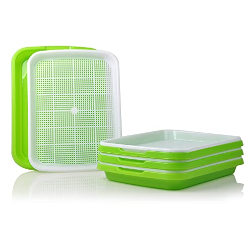 21 SPEED 3 Stück Seed Sprouter Tray Keimschale Sprossen Sämlinge Weizen Grassierer Pflanzer Hydroponics BPA frei Samen Keimung Tablett für Garden Home Office (3 Stück) Cover