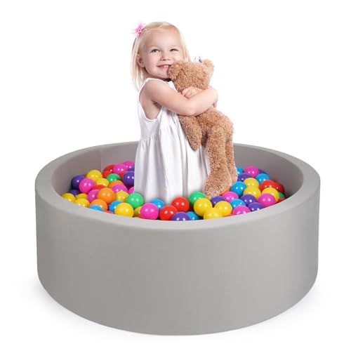 Image of COZYTRAUM Foam Ball Pit, 35"x 12" Ball Pits for Toddlers, Soft Round Kiddie Baby Ball Pool for Kids, Ideal Gift for Babies Indoor Outdoor Game, Balls Not Included (Grey)