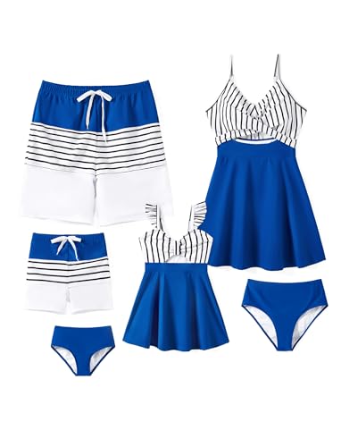 Image of PATPAT Family Matching One Piece Swimsuit High Waisted Cutout Bathing Suit Tummy Control V Neck Wrap Swimwear with Skirt
