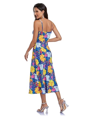 Image of Women's Spaghetti Strap Midi Satin Silk Dresses Slip Cowl Neck Party Cocktail Evening Sexy Dress