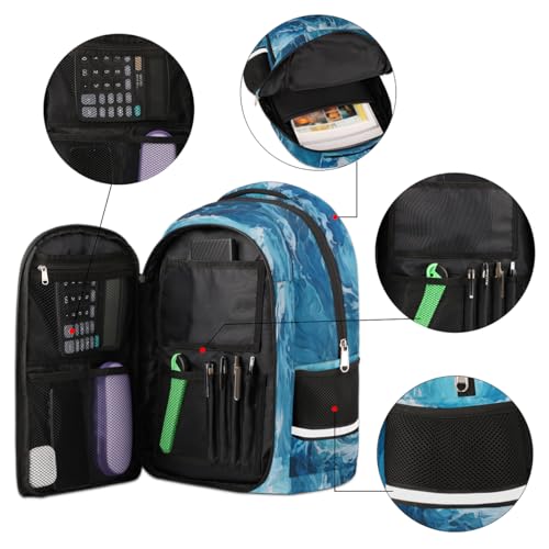 Abstract Waves Bookbag Backpack for Women Men Sea Casual Daypack with Compartment & Multiple Pockets Book Bags Travel Bag Laptop Backpacks2