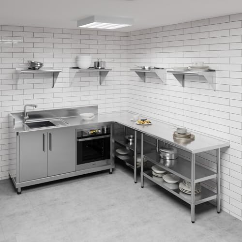 Image of AmGood 12 in. x 24 in. Stainless Steel Wall Shelf | NSF | Metal Shelving | Garage, Laundry, Storage, Utility Room | Restaurant, Commercial Kitchen