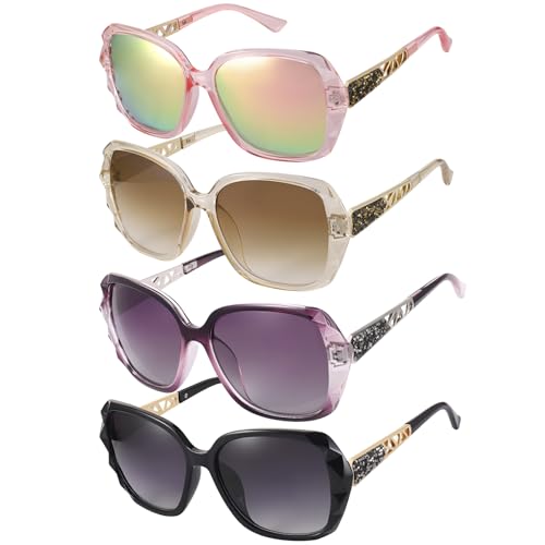 Image of DragonflyDreams Women Large Sunglasses, UV 400 Glasses | Oversized Classic Trend Ladies Sunglasses Sparkling Large Frame