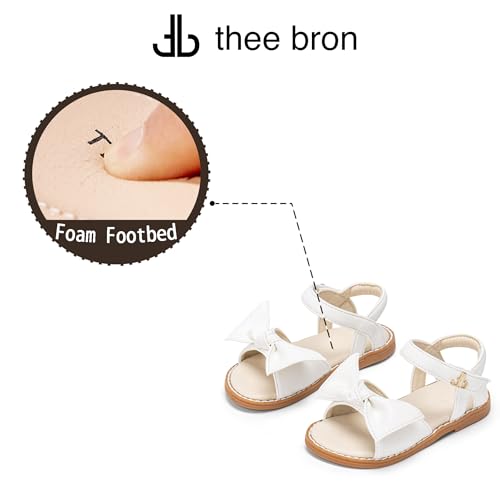 Image of THEE BRON Toddler Girls Sandals Wedding Flower Girl Dress Shoes Open Toe Flats