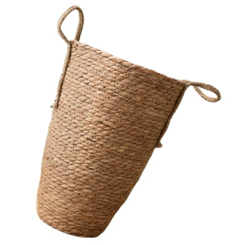 Tofficu Cesta Tejida para Plantas y Flores Decorativa Grande Cesta Multiusos de Tejido Natural Jardinera Rústica para Interior y Balcón para Decoración del Hogar