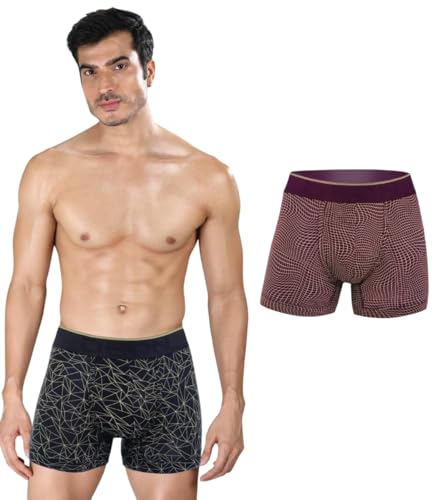 Image of DEON Pack of 2 Micromodal Luxury Print Trunk for Men | Non Itch No Chaffing Sweat Proof