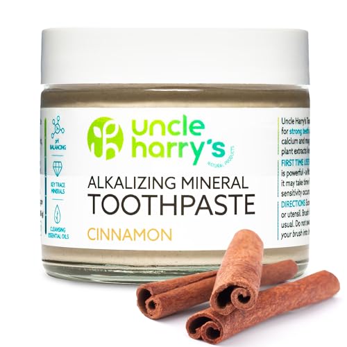 Uncle Harrys Cinnamon Remineralizing Toothpaste | Natural Whitening Tooth Paste Freshens Breath & Promotes Enamel | Vegan Fluoride Free Toothpaste