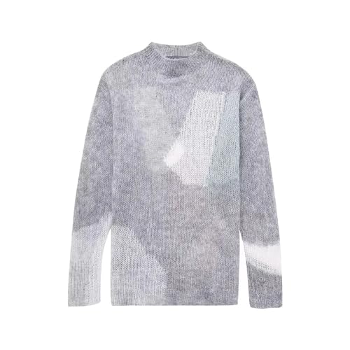 Women's Retro Casual Sweater Printed Long Sleeve Knitted Loose Sweater Pullover