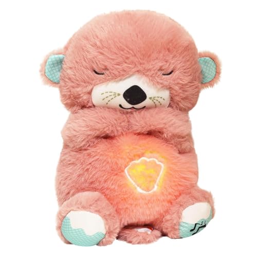 Image of Tinytotem Rabbit Sleeping Breathing Teddy with Music and Light Soft Toy for Girls Huggable Heart Beat Plush Toys for Kids & Babies Cuddly Animal Stuff Huggable Gifts for Toddlers Pink 32 cm