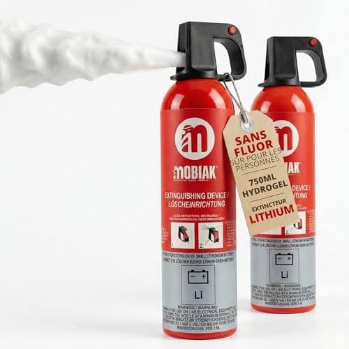 notlok Safety Work - 2X 750ml Extincteur pour Batterie Lithium sans Fluor | Spray extincteur sûr pour Batteries de Smartphones, laptops et véhicules | Extincteur Maison, Mousse sans PFAS
