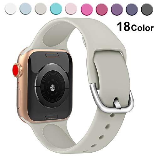 Chok Idea Correa Compatible with Apple Watch 42mm 44mm,Puro Color Clean Fit Soft Silicona Bracelets Replacement for iWatch Series 5 & 4 3/2/1,S/M,Grey