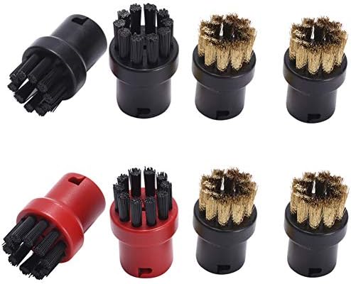 HONUTIGE 8pcs Nylon + Brass Wire Brush Nozzle for Kärcher Steam Cleaners, Nylon + Brass Wire Brush Tool Nozzles Replacement Spare parts Steamer