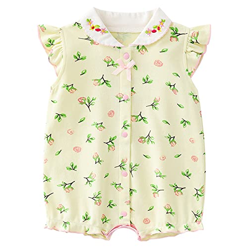 Minizone Baby Mädchen Pyjama Sommer, Kurzarm-Body Babykleidung Baumwolle...