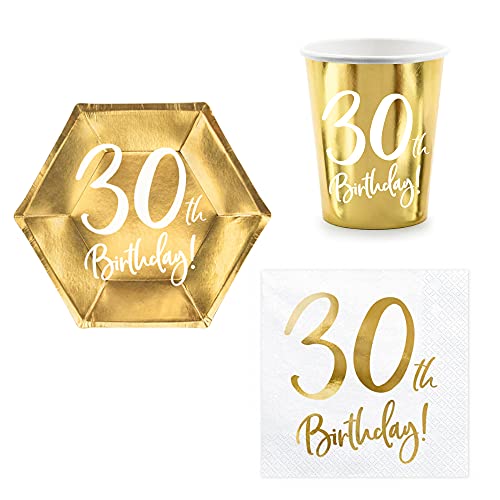 Set 44 pezzi - Kit Coordinato tavola 30 Anni - Colore Oro Lucido...