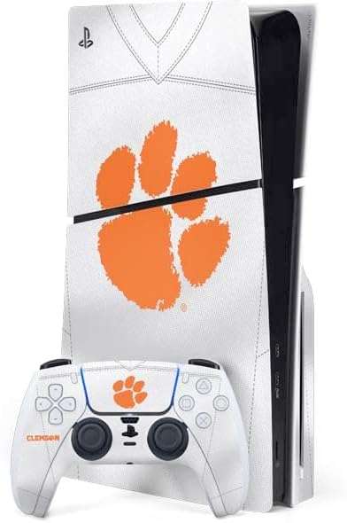 Skinit Decal Gaming Skin Compatible with PS5 Slim Disk Bundle - Officially Licensed Clemson University Tiger Print Design