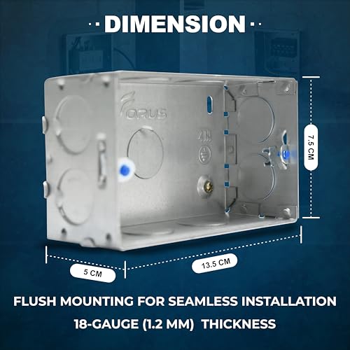 Image of Forus Concealed GI Sheet Metal Modular Box 4 Module, Excellent Quality Rustproof Galvanized Iron Heavy Duty Flush Mounting Electrical Junction Box, 18 Gauge thick 5x3 Inch Junction Box-3PC