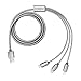 Price comparison product image CABBRIX 3in1 Multiple USB (Silver) Charging Cable [5ft/1,5m] USB Type C/Phone/Micro USB Charge Cable Nylon Braided Universal Adapter Connector for Phone and Android Smartphone Huawei Samsung Kindle