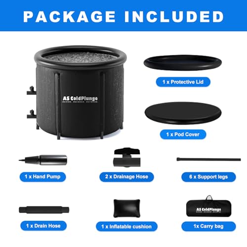 Image of AS ColdPlunge XL Ice Bath Tub for Cold Plunge, Portable Ice Pod with Lid & Cover, 100Gal Inflatable Ice Plunge Tub with 2 Drain Valves for Chiller Connection, Cold Therapy Recovery, Indoor Outdoor Use