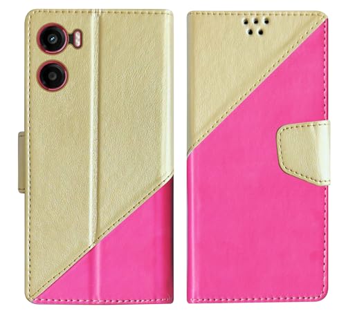 Image of SBMS Flip Cover for Motorola Moto G05 Back Cover Case with Magnatic Closure | Inbuilt Stand | Card & Money Pocket (MultiPink)