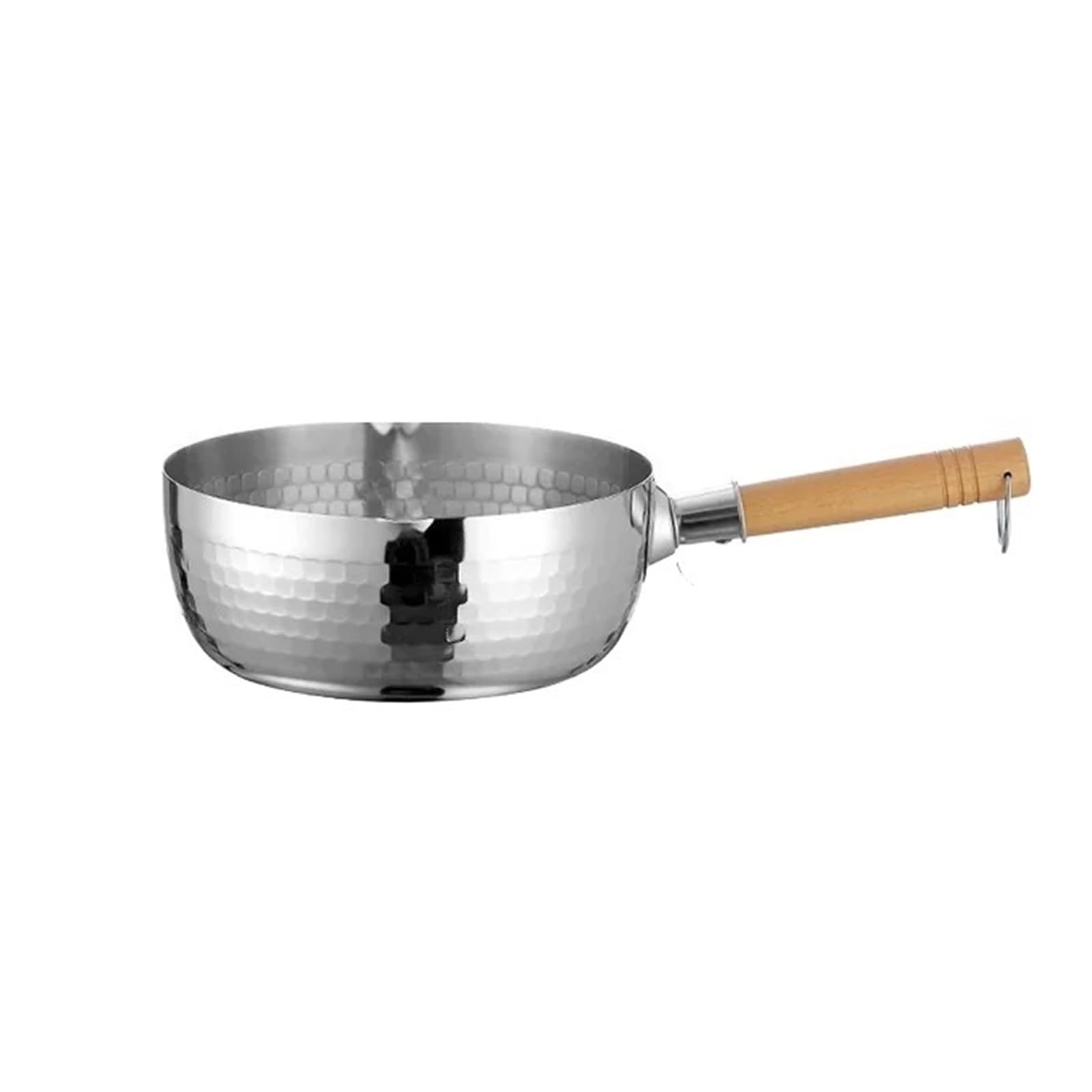 ASerZenith Soup Pot 430 Stainless Steel Pan Wooden Handle Stew Pots Fry Wok Saucepan Milk Pot Kitchen Utensils Practical Cookware,22Cm
