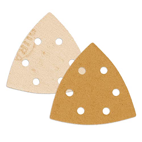 Dura-Gold Premium Triangle Mouse Sanding Sheets Variety Pack - 60, 80, 120, 180, 240, 320 Grit (4 Each, 24 Total), 6 Hole Pattern Hook & Loop Triangular Shaped Sander Discs, Aluminum Oxide Sandpaper #TOP2