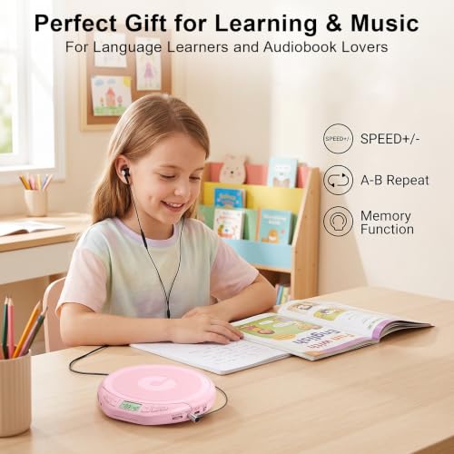 Image of Gueray CD Player Portable with Earphones, CD Discman AUX Cable for Car Home
