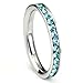 316L Stainless Steel Aquamarine Light Blue Cubic Zirconia CZ Eternity Wedding 3MM Band Ring Sz 8
