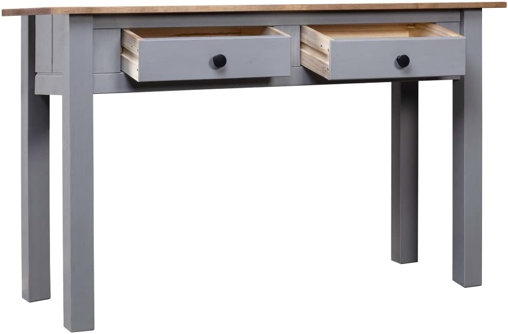 Wooden Writing Computer Desk with 2 Drawers, Home Office Desk Writing Study Table for Bedroom, Console Table for Living Room, Gray 43.3"x15.7"x28.3"(G)