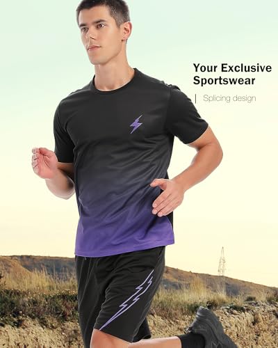 2Pack Men’s Active Quick Dry Crew Neck T Shirts | Athletic Running Gym Workout Short Sleeve Tee Set2