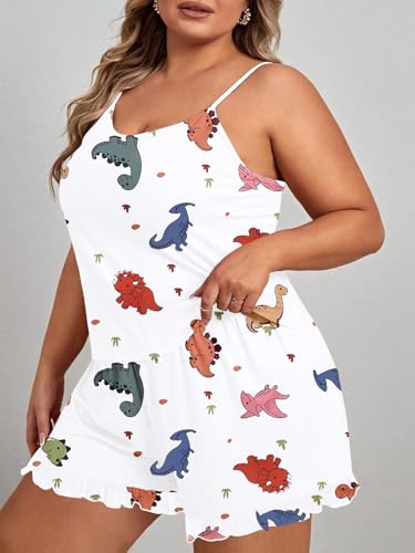 Image of SOLY HUX Women's Plus Size Pajama Set Cute Cartoon Print Sleepwear Cami Top and Shorts Loungewear