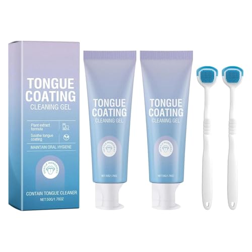 Punta de gel de limpieza de lengua con cepillo, juego de gel de limpieza de lenguas, de higiene oral y de de, olor oral de recubrimiento de limpia (2pcs)