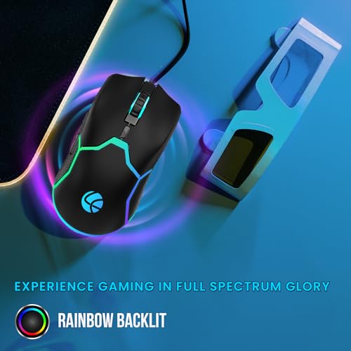 Image of LAPCARE Champ Razor 3600 DPI Optical Sensor Gaming USB Mouse with Rainbow Light | Marco 6G Keys | 5M Clicks | ABS Material | Optical Sensor| Rubber Oil + Laser Carving (LGM 204)
