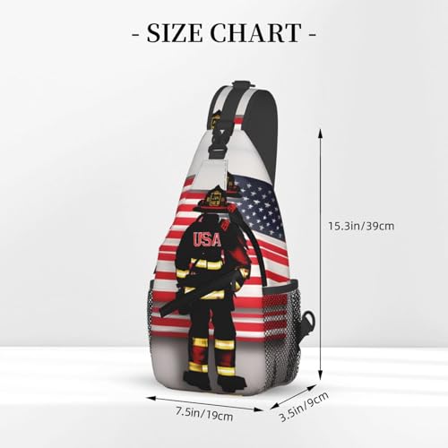 Bolso cruzado tipo sling con bandera de bombero USA miniatura 3